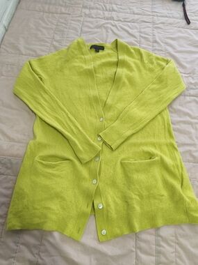 Banana Republic Lime Green Button-Front Cardigan Made Of Italian Yarn